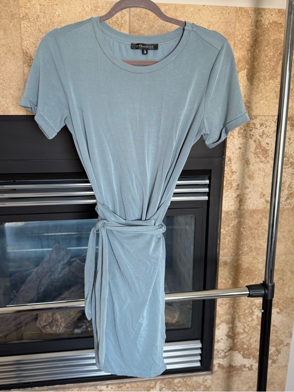 Dynamite Dusty Blue Tie-Waist Midi Dress